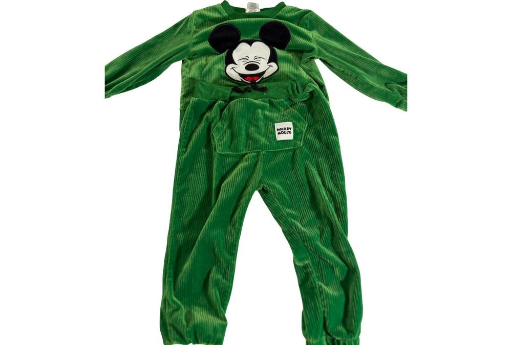 Disney Baby Mickey Mouse Boys 18M Green Velour Sweatshirt Pants Set